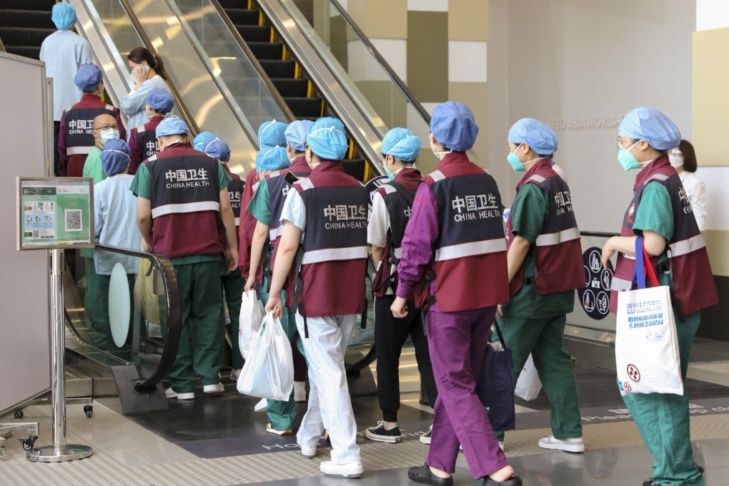 Medical professionals from mainland China arrive in Hong Kong to help battle the fifth wave of Covid-19 infections in March. Photo: Jelly Tse