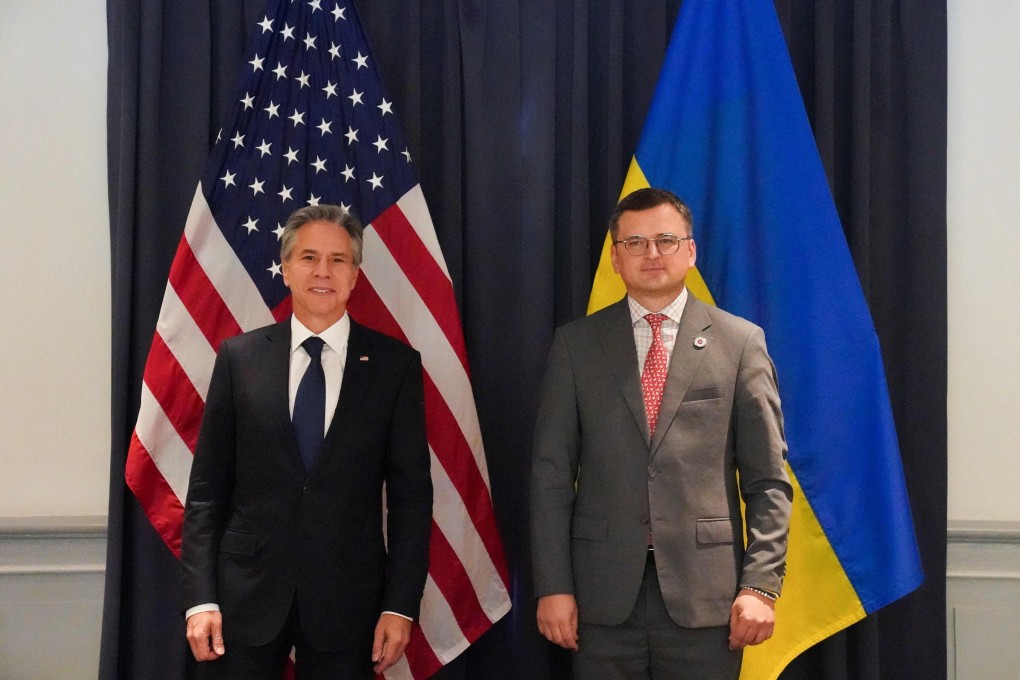 US secretary of state Antony Blinken, left, and Ukraine’s foreign minister Dmytro Kuleba in Phnom Penh, Cambodia on Saturday. Photo: AFP