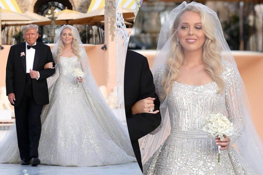 Tiffany Trump dazzles in a sparkling beaded Elie Saab wedding dress as she marries Michael Boulos at Donald Trump s Mar a Lago resort South China Morning Post