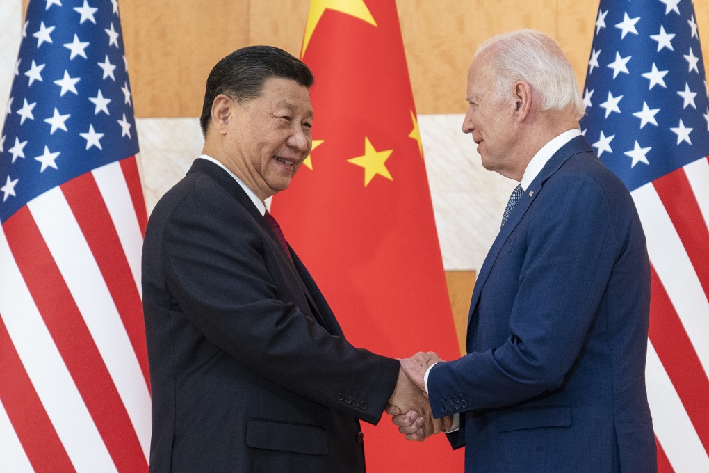 Chinese President Xi Jinping and his US counterpart Joe Biden shake hands before their meeting on the sidelines of the G20 summit meeting in Bali, Indonesia on Monday. Photo: AP