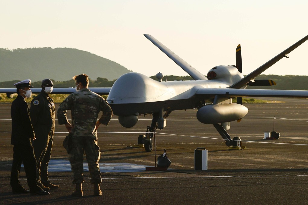 The US military conducts a demonstration flight of an MQ9 unmanned aerial vehicle at the Japan Maritime Self-Defense Force’s air base on Novembet 5, 2022. Photo: Kyodo