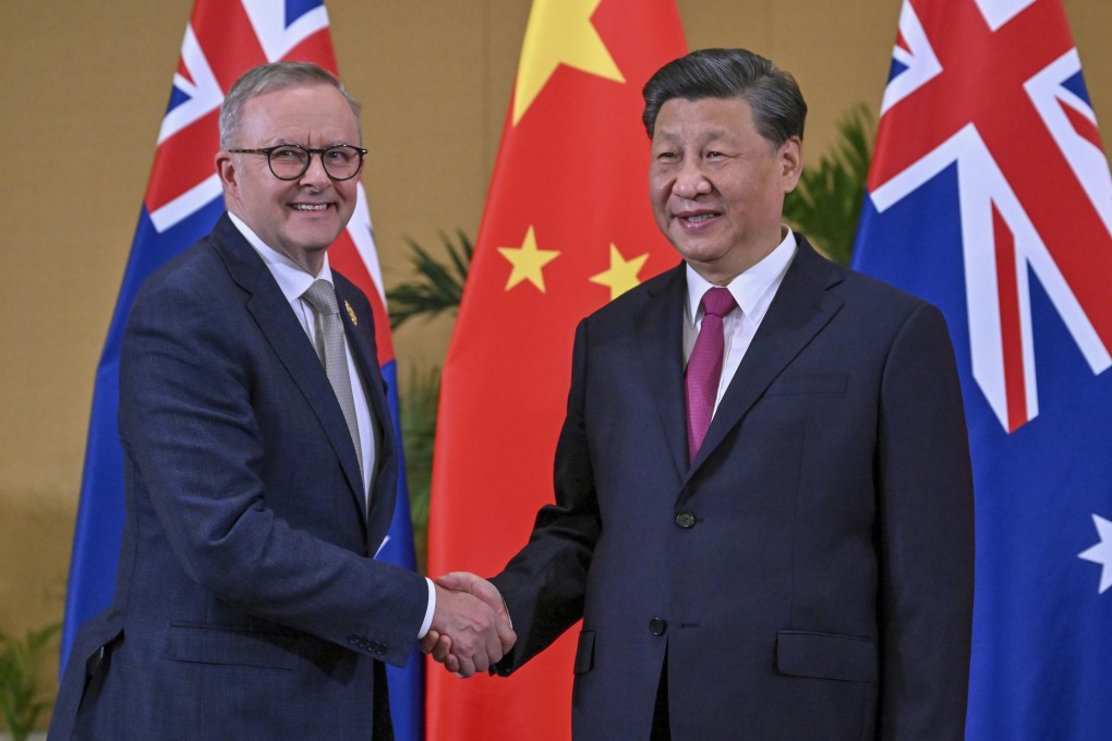 Australian Prime Minister Anthony Albanese with Chinese President Xi Jinping at the G20 summit in Bali on Tuesday. Photo: