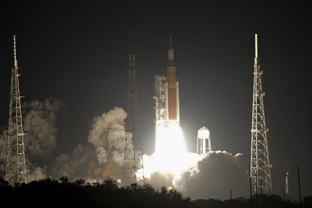 Nasa’s new moon rocket lifts off from the Kennedy Space Centre in Cape Canaveral, Florida, on Wednesday. Photo: AP