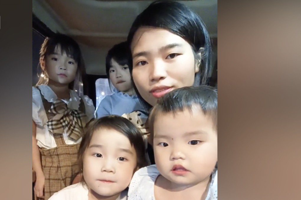 A pregnant 25-year-old woman in China with four daughters alleges her husband beats her and wants a divorce because all their children are girls. Photo: Handout