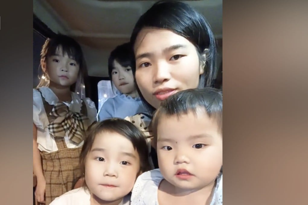 A pregnant 25-year-old woman in China with four daughters alleges her husband beats her and wants a divorce because all their children are girls. Photo: Handout