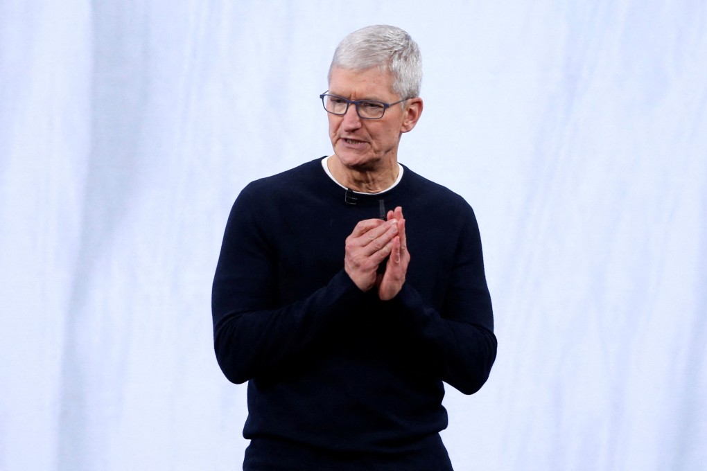Apple CEO Tim Cook speaks at a company event at its headquarters in Cupertino, California. Photo: Reuters