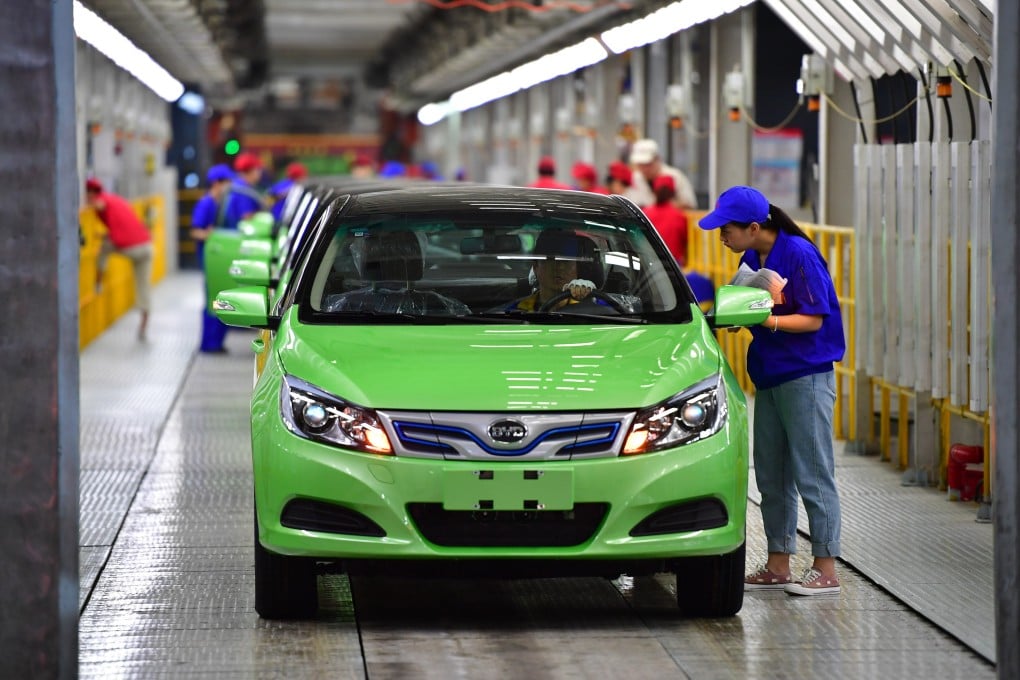 New energy vehicles are seen at Xi’an plant of BYD Auto. Photo: Xinhua