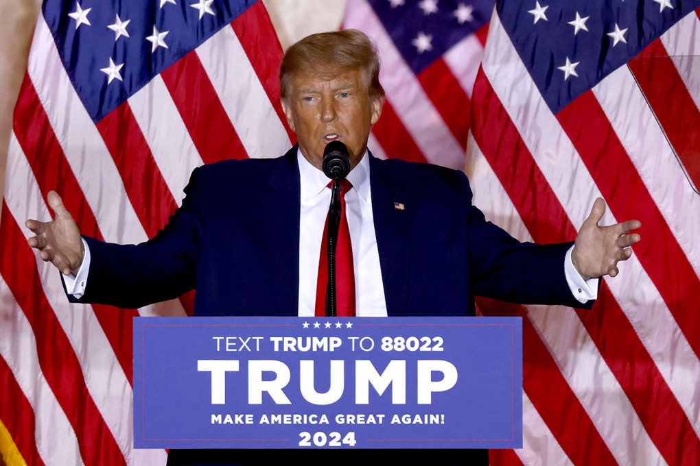 Former US president Donald Trump speaks at Mar-a-Lago in Palm Beach, Florida, on Tuesday. Photo: AFP/Getty Images/TNS