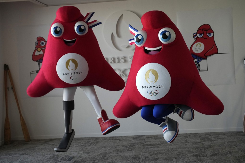 The mascots for the Paris Olympic Games (right) and Paralympics Games, a Phrygian cap. Photo: AP