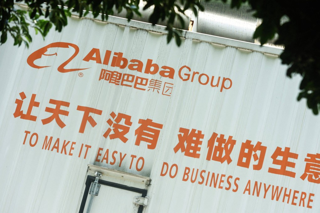 A company slogan at Chinese e-commerce giant Alibaba’s headquarters in Hangzhou in eastern China’s Zhejiang province. Photo: AFP