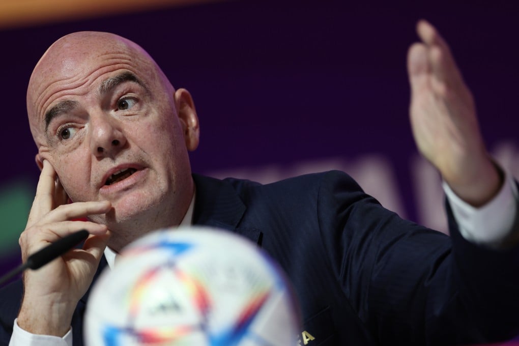 Fifa President Gianni Infantino speaks during a media briefing at 2022 Qatar World Cup Main Media Centre in Doha, Qatar. Photo: Xinhua