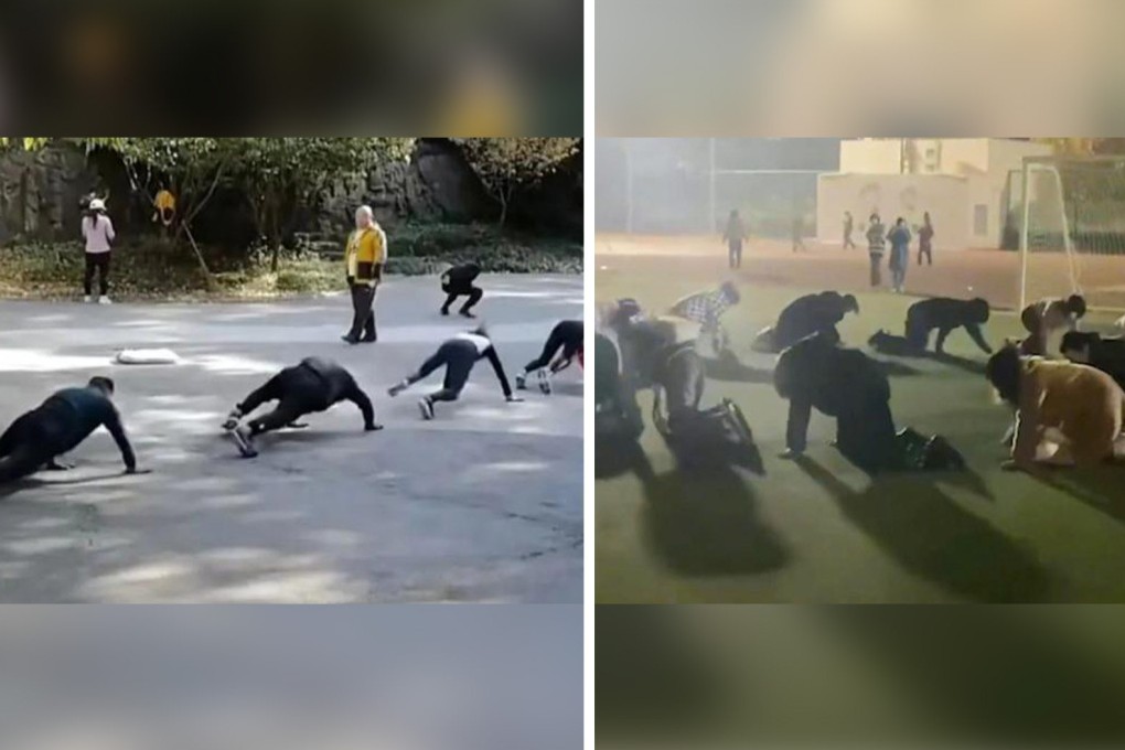 Walking on all fours is the latest exercise craze among university students in China. Believed to improve whole-body strength, the fitness fad is spreading nationwide. Photo: SCMP composite/handout