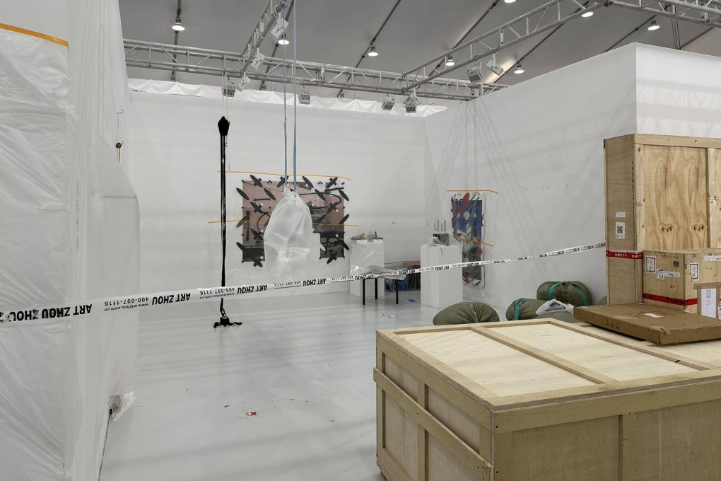 One of the gallery booths to be sealed off during Shanghai’s West Bund Art & Design fair, which the city government shut down after two days. Another fair had been shut down a day earlier because of a postive Covid test. Photo: West Bund Art & Design Fair