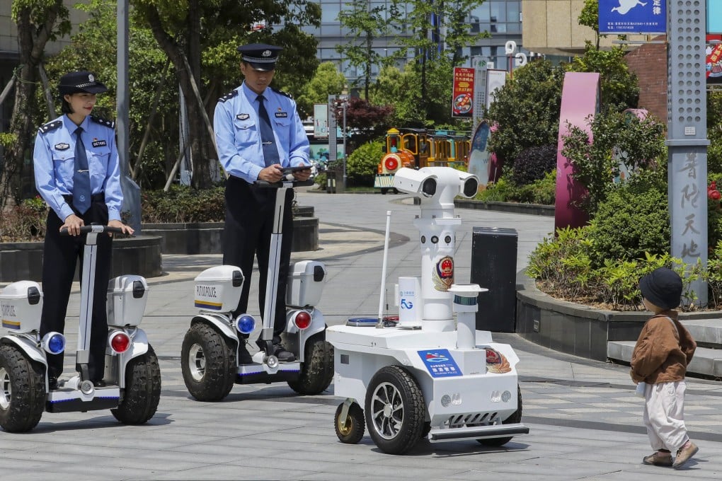 The Chinese government is assessing the need for AI-powered robots to boost the capacity of its police force. New research in China says patrolling robots should be a key part of police reform. Photo: Costfoto/Future Publishing via Getty Images