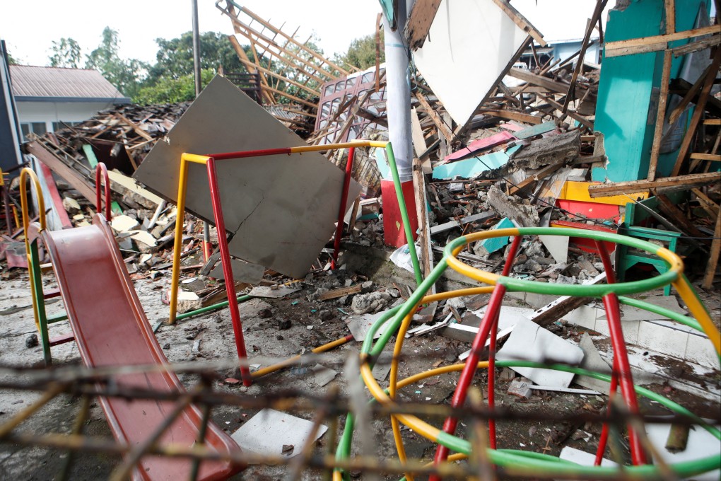 Playground equipment is seen at a destroyed kindergarten in Cugenang, Indonesia, after Monday’s earthquake. Photo: Reuters