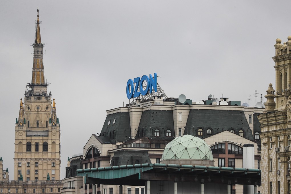 The logo of Russian internet company Ozon seen on the building in downtown Moscow on October 28, 2022. Photo: EPA-EFE