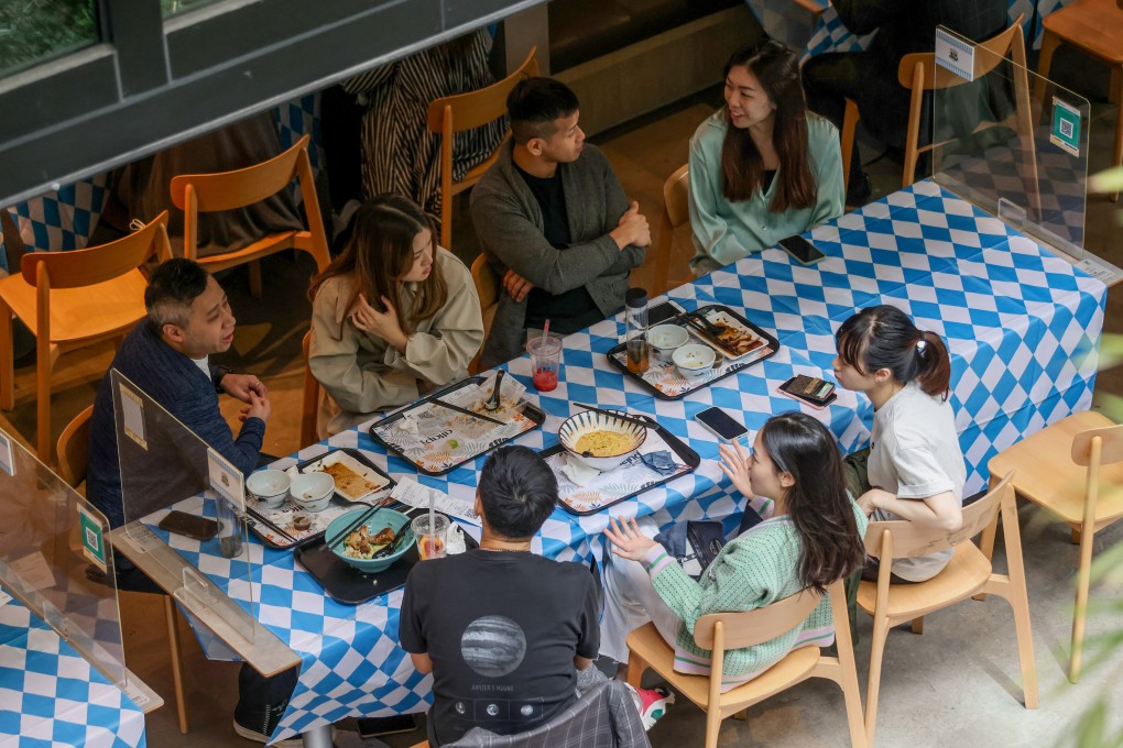 Diners enjoy lunch at Central Market in Hong Kong on October 20, 2022. Photo: SCMP / Jonathan Wong