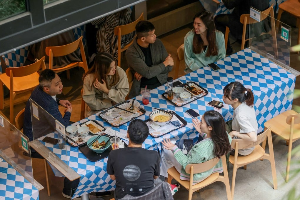 Diners enjoy lunch at Central Market in Hong Kong on October 20, 2022. Photo: SCMP / Jonathan Wong