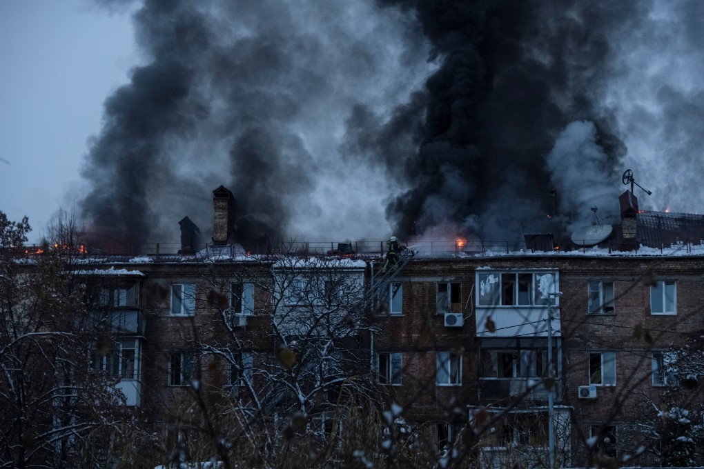 Rescuers work at a residential building destroyed by a Russian missile attack in the town of Vyshhorod, near Kyiv, on Wednesday. Photo: Reuters
