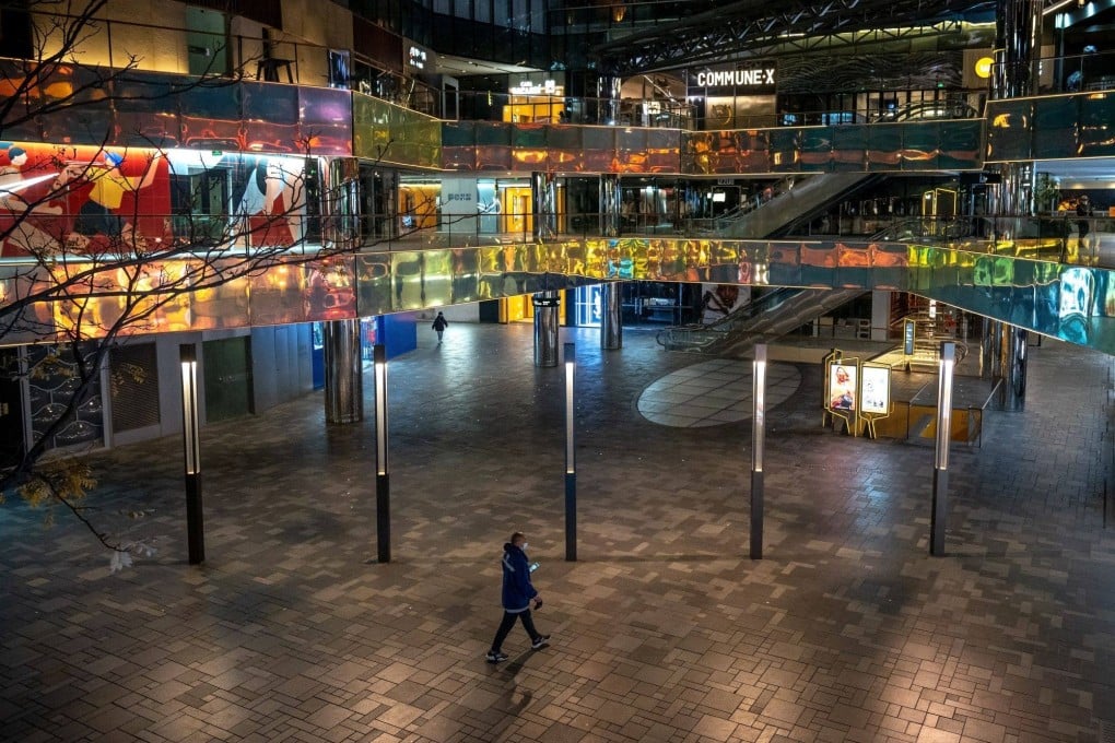 A deserted commercial area in Beijing as Covid-19 restrictions are implemented. Photo: Bloomberg