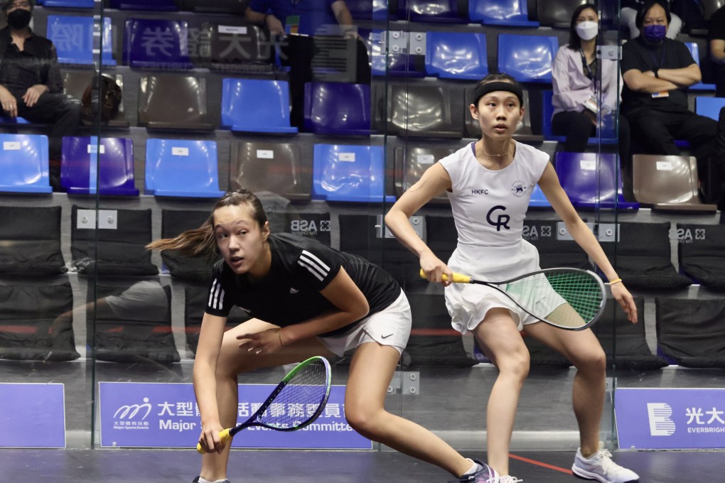 Ho Tze-lok (right) beat Fung Ching-hei in the first round of the Hong Kong Squash Open. Photo: Shirley Chui