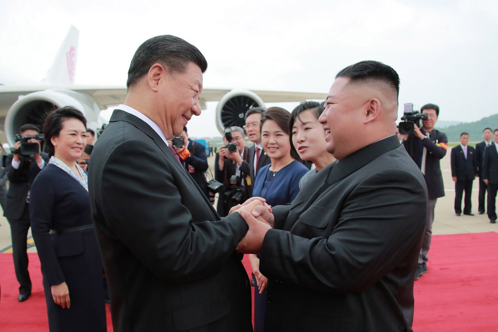 Chinese President Xi Jinping shakes hands 
with North Korean leader Kim Jong-un during a state visit to Pyongyang in 2019. Photo: Korean Central News Agency via KNS / AFP