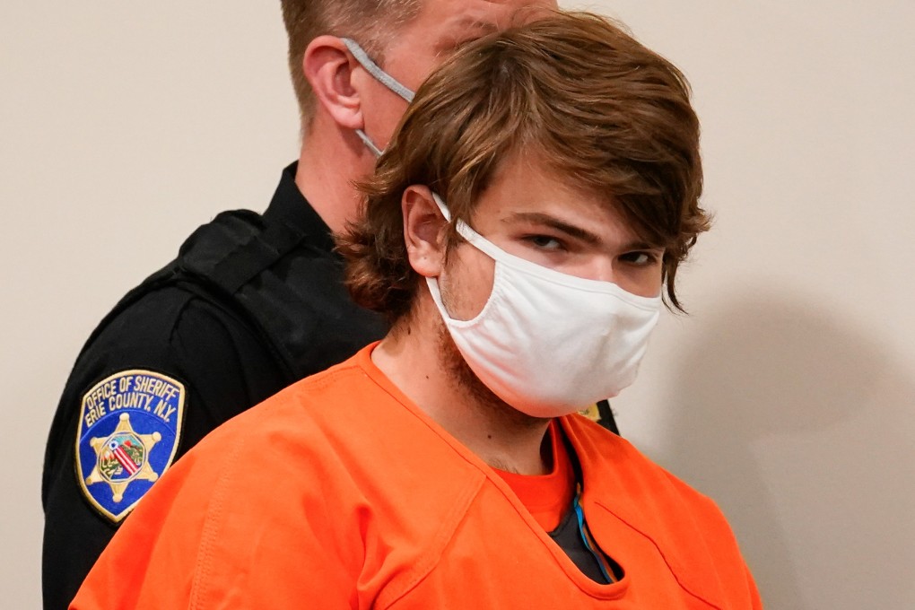 Payton Gendron is led into the courtroom for a hearing at Erie County Court in Buffalo, New York, in May. Photo: AP