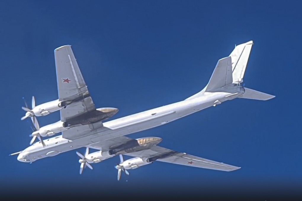 A Russian vTu-95 strategic bomber on a joint air patrol with Chinese warplanes over the western Pacific in a show of increasingly close defence ties. Photo: AP