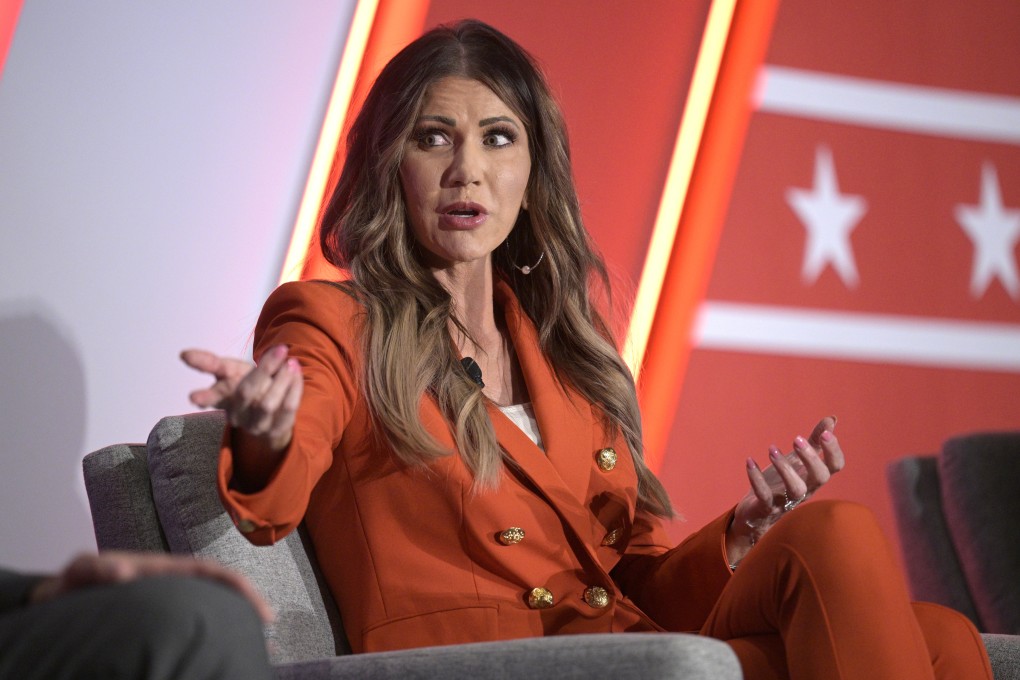 South Dakota Governor Kristi Noem answers a question while taking part in a panel discussion during a Republican Governors Association conference in Orlando, Florida, on November 15. Photo: AP