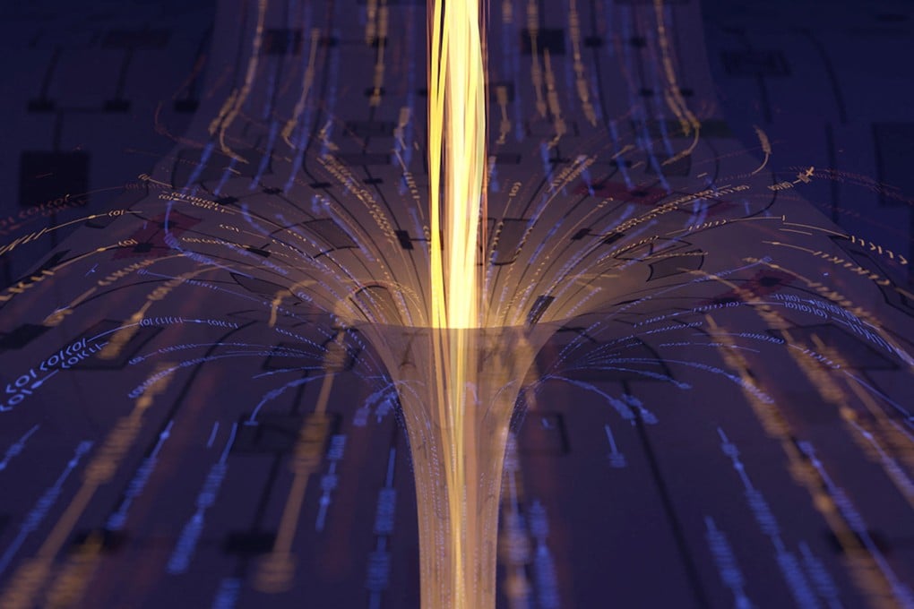 Artwork provided by Caltech depicts a quantum experiment that observes traversable wormhole behaviour. Image: Caltech via Reuters