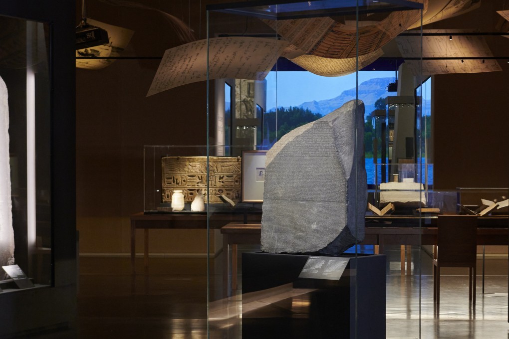 The Rosetta Stone at the British Museum, in London. Thousands of Egyptians are demanding its return. Photo: AP