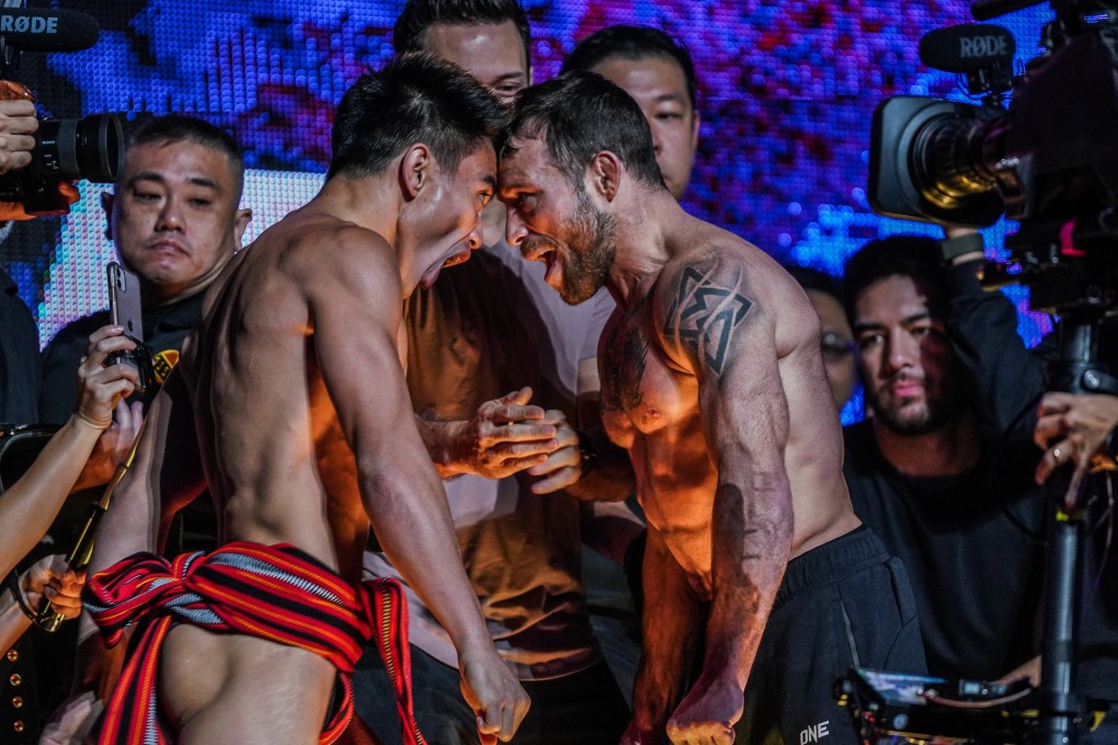 Joshua Pacio and Jarred Brooks go head to head at the ONE Championship 164 ceremonial weigh-ins. Photos: ONE Championship