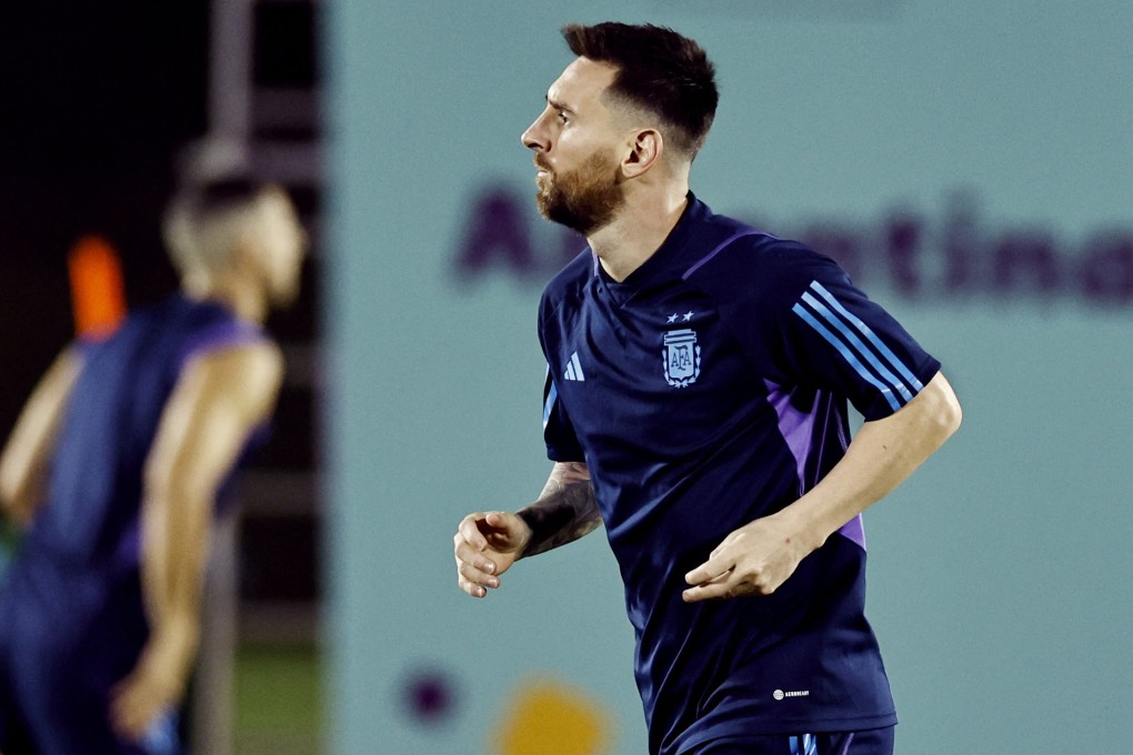 Argentina’s Lionel Messi during training in Qatar. Photo: Reuters