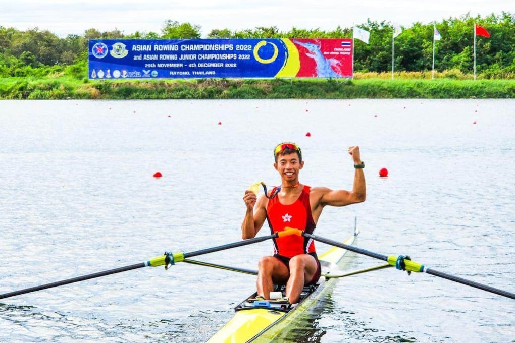 Chiu Hin-chun won a gold medal in the men’s lightweight single sculls at the Asian Rowing Championships. Photo: Handout