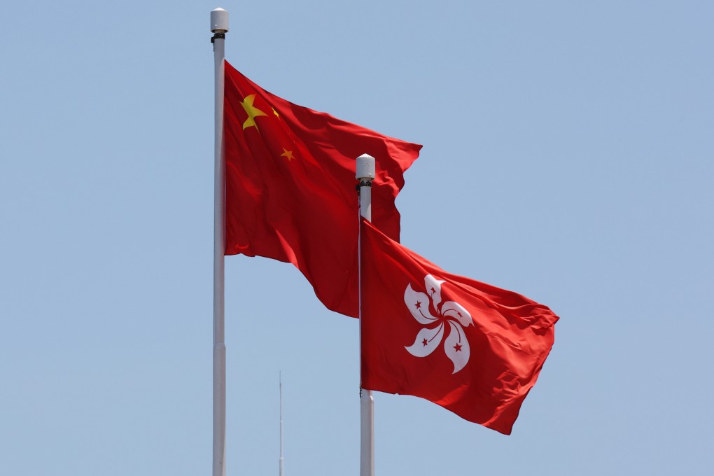 The Chinese and Hong Kong flags in Wan Chai. Photo: Felix Wong