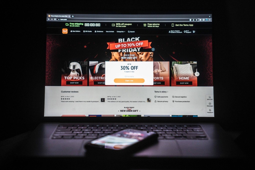 Temu’s website seen displayed in Hong Kong on November 3, 2022. Photo: Bloomberg