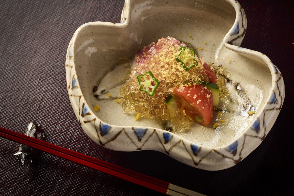 Chilled Shabu-Shabu, Tosa Vinegar, Sprinkle Karasumi at Ushidoki. Photo: Handout