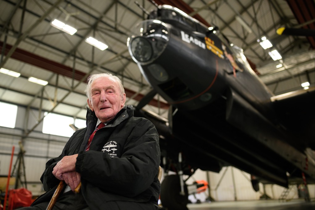Britain’s last surviving ‘Dambuster’, Squadron Leader George Johnson during a 2018 event marking the 75th anniversary of the Dambusters raid. ‘Operation Chastise’ was a 1943 attack on German dams using an innovative ‘bouncing bomb’, which skimmed the surface of a reservoir before hitting the dam wall and exploding.  Photo: Getty Images