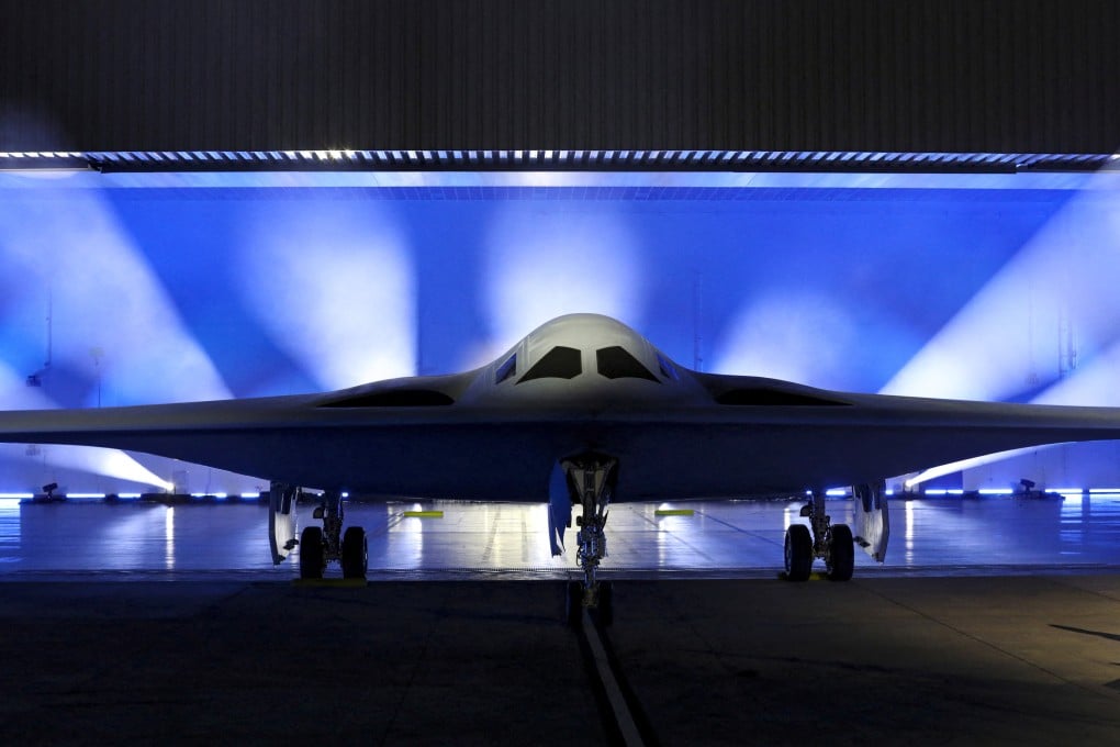 The B-21 Raider goes on display in California, but with many details remaining hidden in the shadows. Photo: Reuters