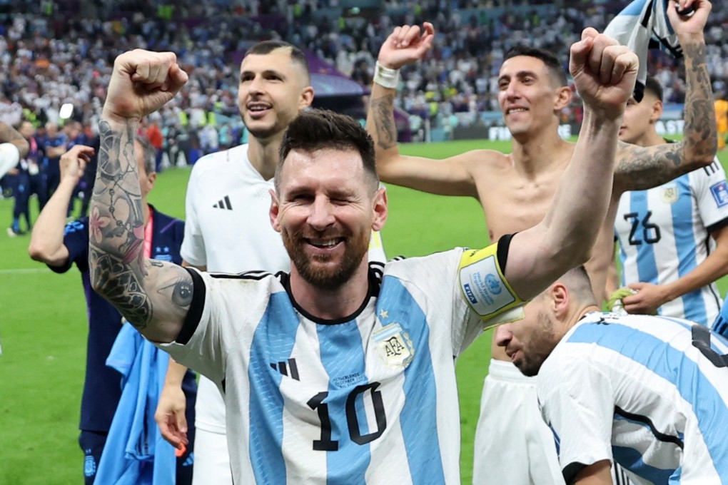Argentina’s Lionel Messi and his teammates celebrate reaching the World Cup semi-finals in Qatar. Photo: Reuters