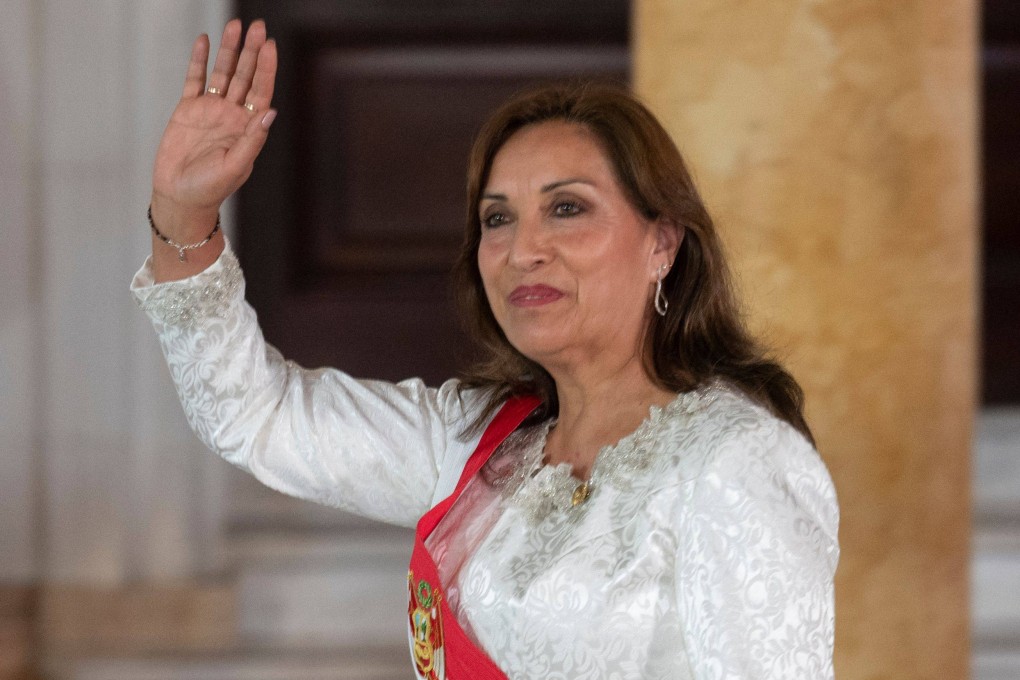 Peru’s new president, Dina Boluarte, at the Palace of Government in Lima, Peru on Saturday. Photo: AFP