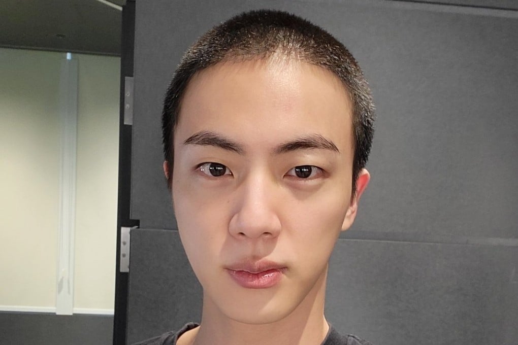 Jin of BTS shows off a military-style haircut ahead of his enlistment in the South Korean Armed Forces. Photo:  Weverse/@Jin
