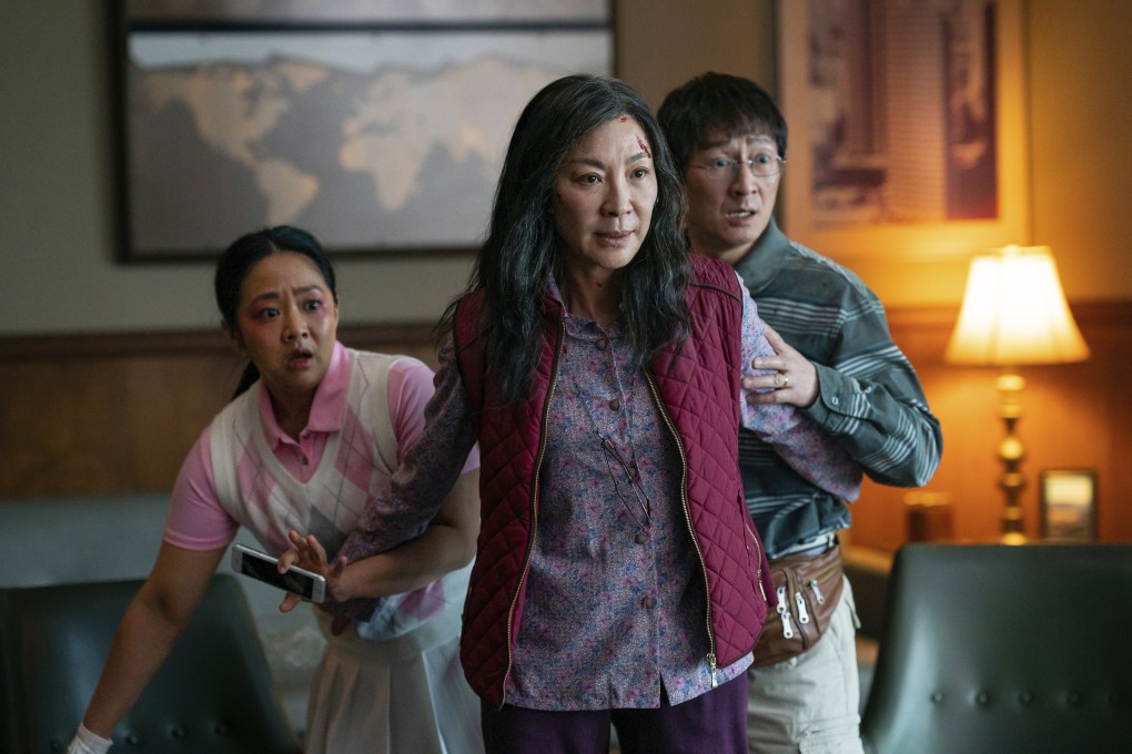 (From left) Stephanie Hsu, Michelle Yeoh and Ke Huy Quan appear in a scene from Everything Everywhere All at Once. Photo: A24 Films via AP