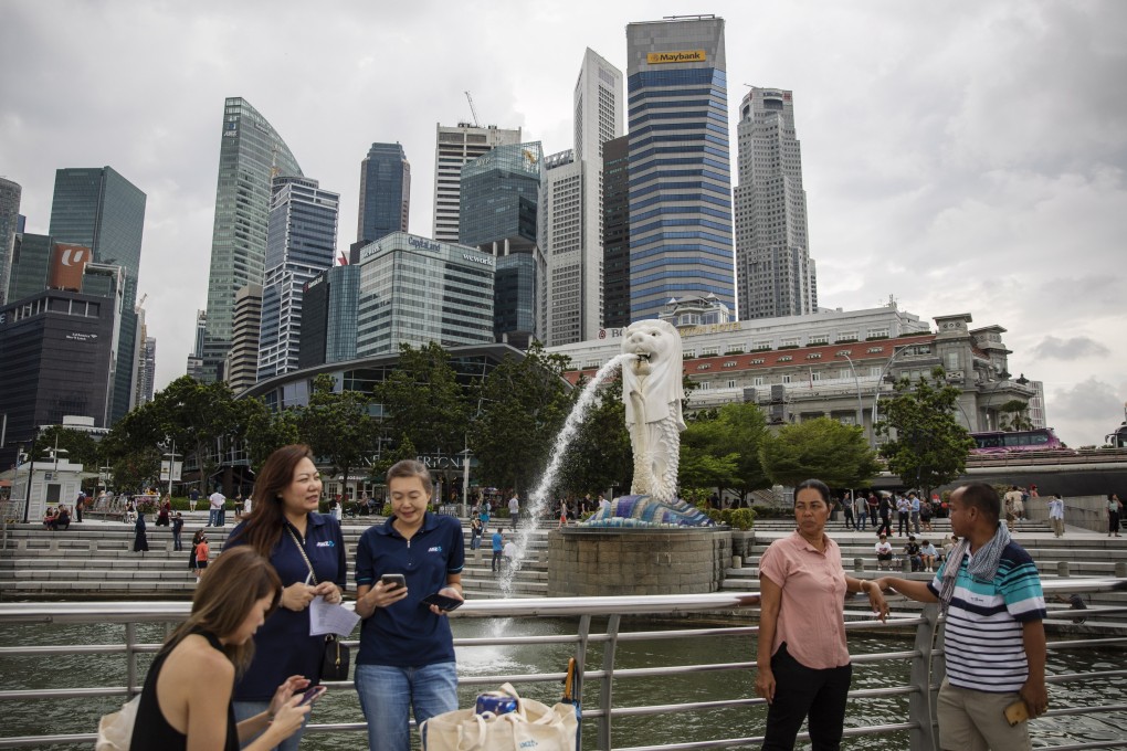 People visit Merlion Park in Singapore earlier this month. Photo: EPA-EFE