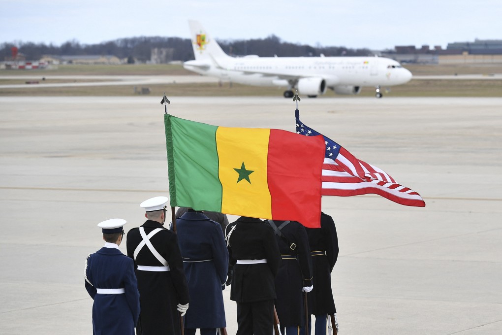 An honour guard waits for the arrival of Senegalese President Macky Sall land at Joint Base Andrews in Maryland on Monday ahead of the US-Africa Leaders Summit. Photo: AFP