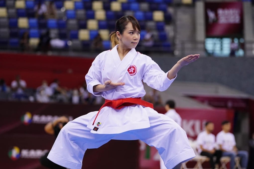 Karate athlete Grace Lau Mo-sheung in the final of the Karate 1 Premier League in Baku. Photo: WKF