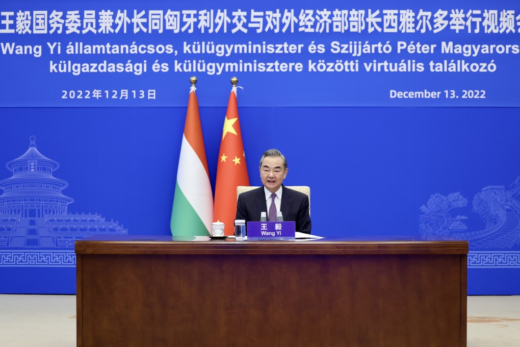 Chinese Foreign Minister Wang Yi met virtually with his Hungarian counterpart on Tuesday. Photo: Xinhua