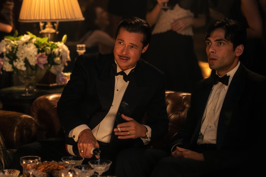 Brad Pitt (left) as Jack Conrad and Diego Calva as Manny Torres in a still from Babylon, directed by Damien Chazelle. Photo: Scott Garfield/Paramount Pictures