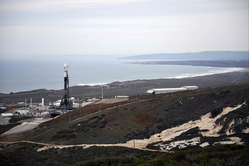 A SpaceX Falcon 9 rocket stands on a launch pad with the Swot satellite from Nasa and France’s space agency CNES. Photo: AFP