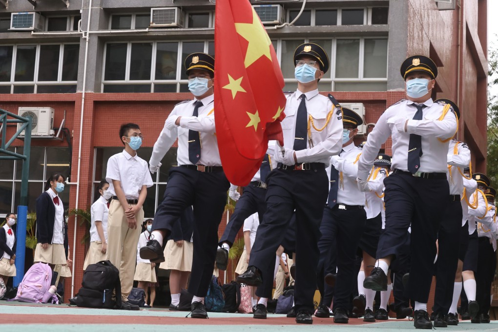 A flag-raising ceremony at a Hong Kong school. Authorities have highlighted the need for national education on campuses. Photo: K. Y. Cheng